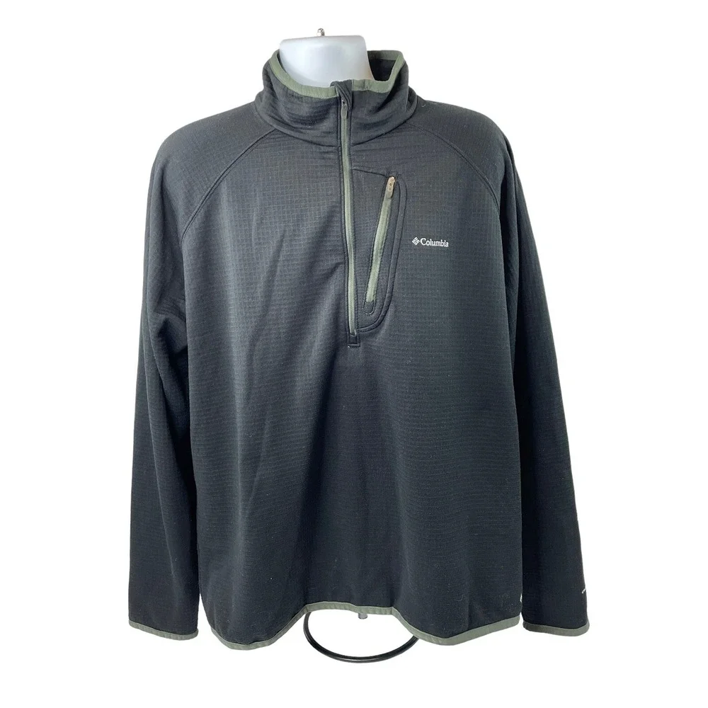 Columbia Sweater Mens 2XL Black Fleece Quarter Zip Omni-Wick Outdoors Casual